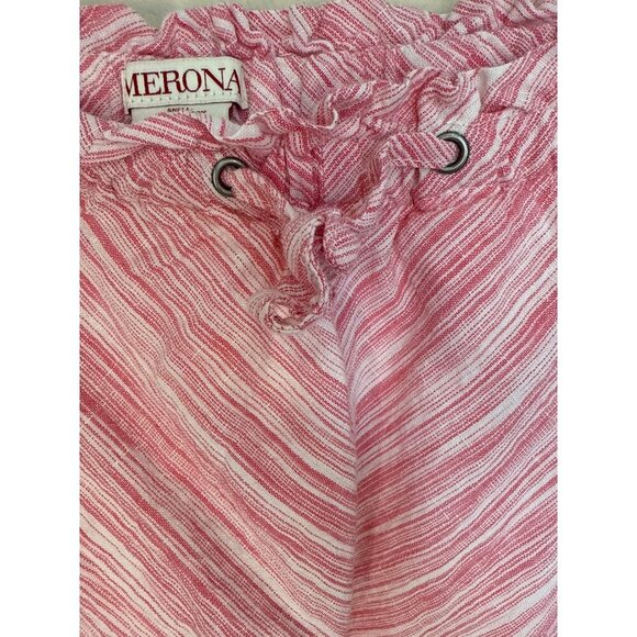 Merona Womens XXL Pink Striped Skirt 75% Cotton 25% Linen Lining Polyester Elast - Picture 3 of 5